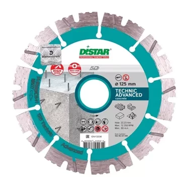 Диск алмазный сегментный по армированному бетону Technic Advanced 125 мм DiStar купить в Екатеринбурге