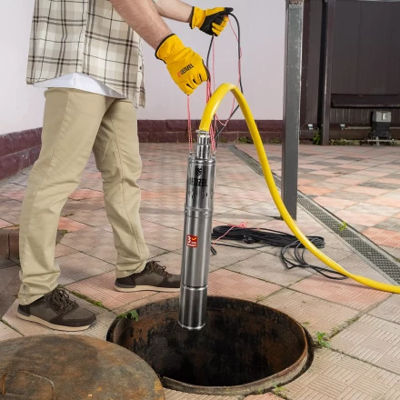 Скважинный насос Denzel DWS-3,5-100, винтовой, диаметр 3,5&quot;, 800 Вт, 1700 л/ч, напор 100 м 97251 купить в Екатеринбурге