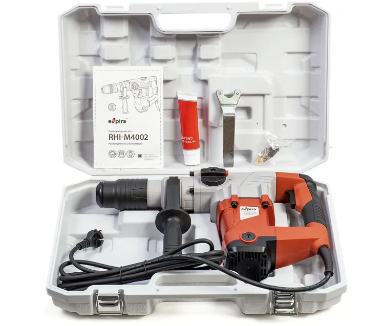 Перфоратор ESPIRA RHI-M4002 (sds max 220 – 240В/50 Гц, мощность 1500 Вт, эн.удара 10 Дж, вес 7.2 кг, кейс), 400551 купить в Екатеринбурге