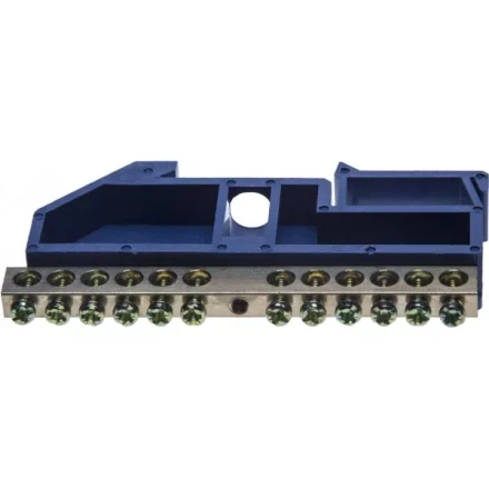 Шина СВЕТОЗАР нулевая на DIN-изоляторе, макс. ток 100А, 5,2мм, 12 полюсов 49807-12 купить в Екатеринбурге
