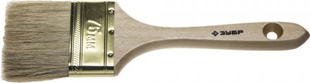 Кисть плоская  ЗУБР &quot;УНИВЕРСАЛ-ЭКСПЕРТ&quot;, натуральная щетина, деревянная ручка, 75мм 4-01005-075 купить в Екатеринбурге