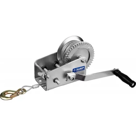 Лебедка ручная барабанная ЗУБР &quot;ПРОФЕССИОНАЛ&quot;, тяговая, тросовая, 0.9 т, 8 м 43113-0.9_z01 купить в Екатеринбурге