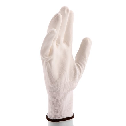 Перчатки трикотажные с белым полиуретановым покрытием, размер L, 15 класс вязки Сибртех 67866 купить в Екатеринбурге