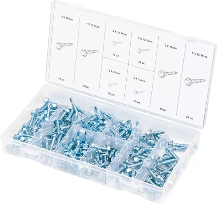 Набор саморезов 4х12,5 4х16 4х19 4х25,5 5х12,5 5х16 5х19 5х25,5 мм 200 предм ШУРУПЬ 48129 купить в Екатеринбурге