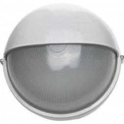 Светильник уличный СВЕТОЗАР влагозащищенный с верхним защитным кожухом, круг, цвет белый, 100Вт SV-57263-W