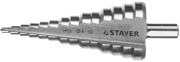 Сверло STAYER "MASTER" ступенчатое по сталям и цвет.мет., сталь HSS, d=4- 39мм,14ступ.d4-39,L -113 мм, трехгран.хв. 10мм 29660-4-39-14 купить в Екатеринбурге