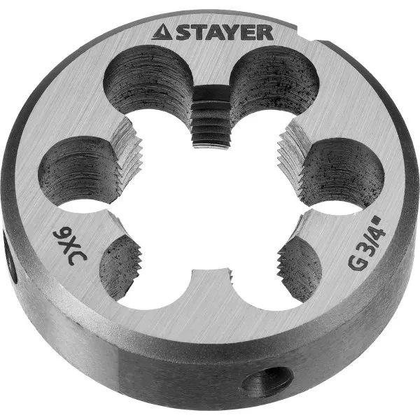 Плашка круглая ручная STAYER "MASTER", сталь 9ХС, для трубной резьбы G 3/4`` 28029-3/4 купить в Екатеринбурге