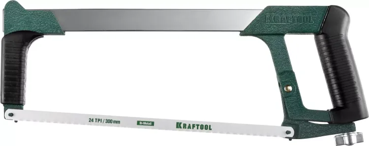Ножовка по металлу KRAFTOOL "PRO-Kraft", 185 кг рычажное натяжение,обрезиненные рукоятки, биметаллическое полотно, 300 мм 15801_z01 купить в Екатеринбурге