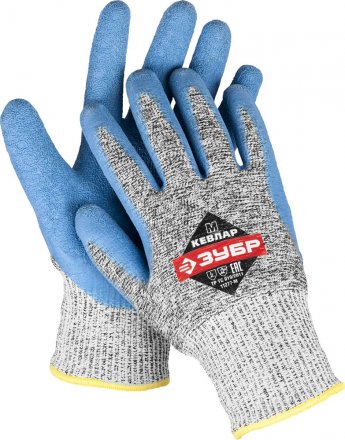 Перчатки ЗУБР для защиты от порезов, с рельефным латексным покрытием, размер L (9) 11277-L купить в Екатеринбурге