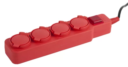 Удлинитель СВЕТОЗАР электрический с заземлением, выключатель, евро, 4 гнезда, с крышками, 3м SV-55019-3 купить в Екатеринбурге