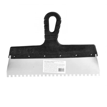 Шпатель из нержавеющей стали 300 мм зуб 6 х 6 мм пластмассовая ручка 85140 купить в Екатеринбурге