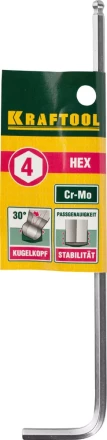 Ключ KRAFTOOL "INDUSTRIE" имбусовый, длинный c шариком, Cr-Mo, хромосатинированное покрытие, HEX 4 27437-4 купить в Екатеринбурге