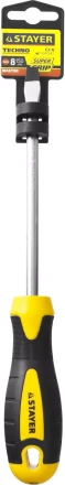 Отвертка STAYER &quot;MASTER&quot; &quot;ТECHNO&quot;, двухкомпонентная рукоятка, магнитный наконечник, Cr-V, SL8,0x150мм 2507-08-15_z02 купить в Екатеринбурге