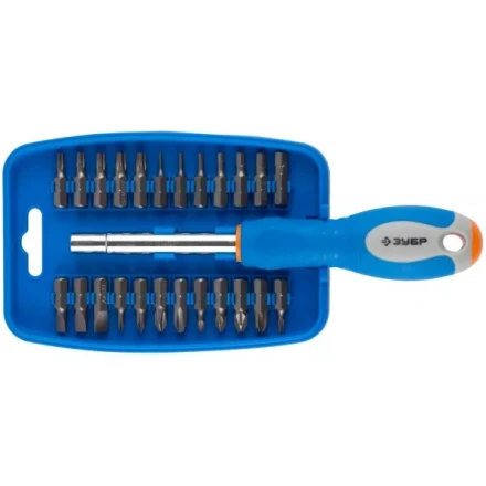 Набор ЗУБР &quot;ЭКСПЕРТ&quot; Отвертка с магнитным битодержателем, биты 25 мм, 25 предметов 25299-H25 купить в Екатеринбурге