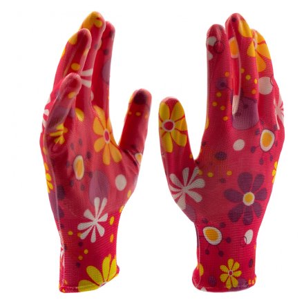 Перчатки садовые из полиэстера с нитрильным обливом, цветы, М Palisad 67857 купить в Екатеринбурге