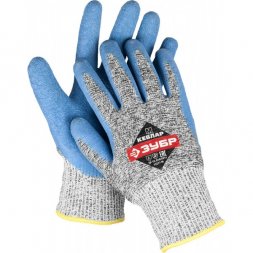 Перчатки ЗУБР для защиты от порезов, с рельефным латексным покрытием, размер M (8) 11277-M