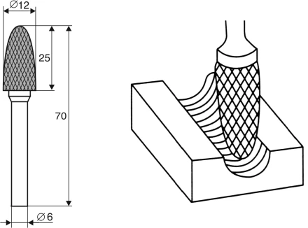 Борфреза Аркоподобная закругленная F 6х12 Энкор 21710 купить в Екатеринбурге