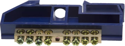 Шина СВЕТОЗАР нулевая на DIN-изоляторе, макс. ток 100А, 5,2мм, 8 полюсов 49807-08 купить в Екатеринбурге