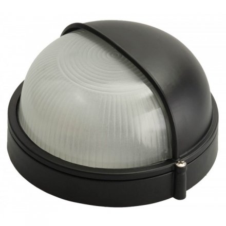 Светильник уличный СВЕТОЗАР влагозащищенный с верхним защитным кожухом, круг, цвет черный, 60Вт SV-57261-B купить в Екатеринбурге