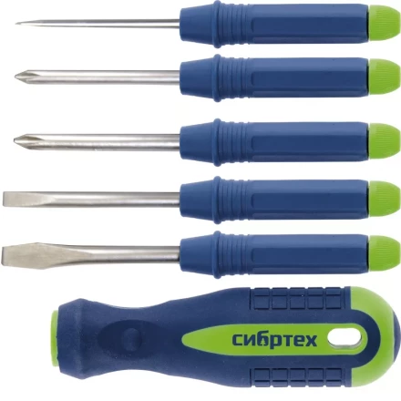 Отвертка со сменными насадками 5 штук CrV Сибртех артикул 13384 купить в Екатеринбурге