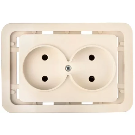 Розетка СВЕТОЗАР &quot;ГАММА&quot; двойная, цвет бежевый, 16А/~250В SV-54102-B купить в Екатеринбурге