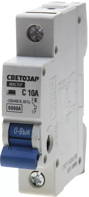 Выключатель автоматический СВЕТОЗАР 1-полюсный, 10 A, "C", откл. сп. 6 кА, 230 / 400 В SV-49061-10-C купить в Екатеринбурге
