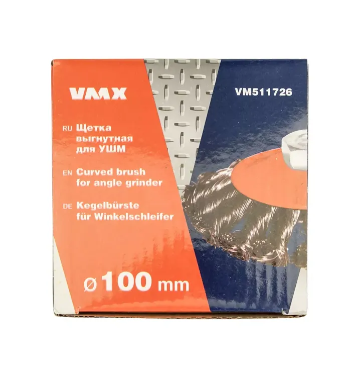 Щетка для УШМ М14/100 мм выгнутая сталь витая VMX 511726 купить в Екатеринбурге