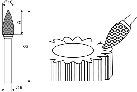 Борфреза Аркоподобная заостренная G 6х10 Энкор 21712 купить в Екатеринбурге