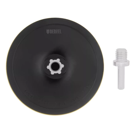 Тарелка опорная для дрели и УШМ с липучкой, 150 мм, твердая, с адаптером c М14 на d8 Denzel 76255 купить в Екатеринбурге