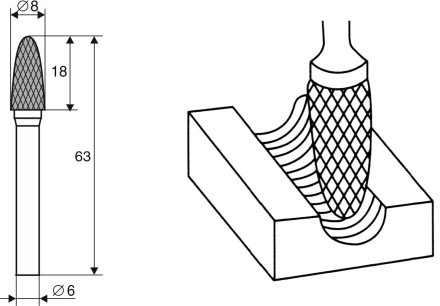 Борфреза Аркоподобная закругленная F 6х8 Энкор 21708 купить в Екатеринбурге