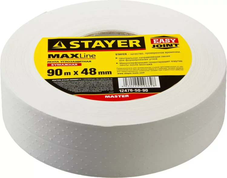 Лента STAYER "MASTER" углозащитная бумажная, 48ммх90м 12476-50-90 купить в Екатеринбурге