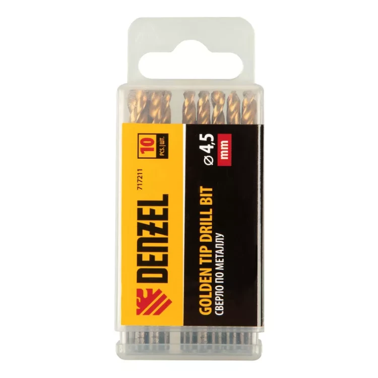 Сверло по металлу, 4,5 мм, HSS-Tin, Golden Tip, 10 шт. Denzel 717211 купить в Екатеринбурге
