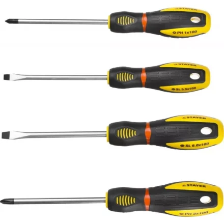Набор STAYER &quot;PROFESSIONAL&quot; &quot;PROTech&quot;: Отвертки, Cr-Mo, эргономичная двухкомпонентная рукоятка, 4шт 25133-H4_z02 купить в Екатеринбурге