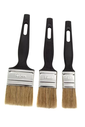 Набор кистей флейцевых 3 шт. (25 мм, 35 мм, 50 мм), натуральная щетина, пластиковая ручка Сибртех 82507 купить в Екатеринбурге