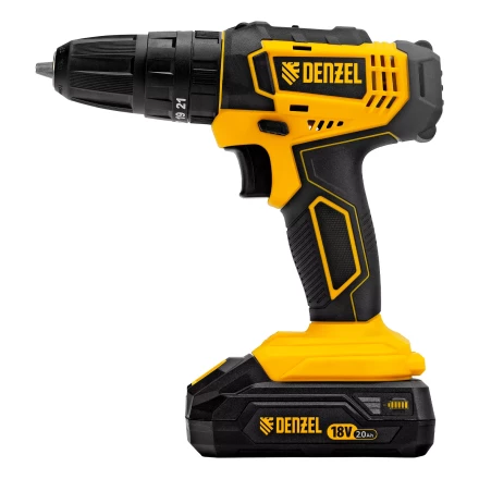 Дрель-шуруповерт аккумуляторная ударная Denzel CID-18-02BM, Li-Ion, 18 В, 2 акк. 26135 купить в Екатеринбурге