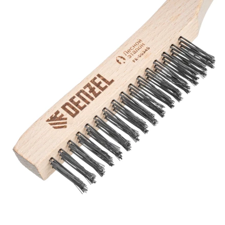 Щетка зачистная 3-х рядная, прямая проволока из нержавеющей стали с деревянной ручкой, EFP// Denzel 74843 купить в Екатеринбурге