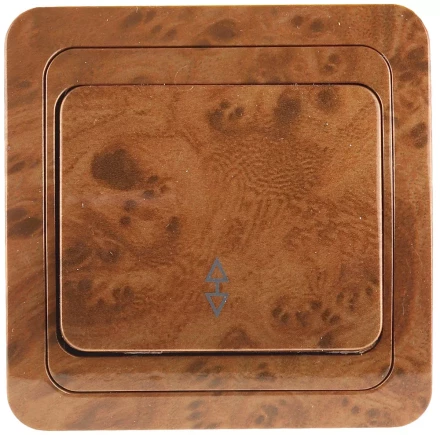 Выключатель СВЕТОЗАР &quot;ГАММА&quot; проходной, одноклавишный, цвет орех, 10A/~250B SV-54137-N купить в Екатеринбурге