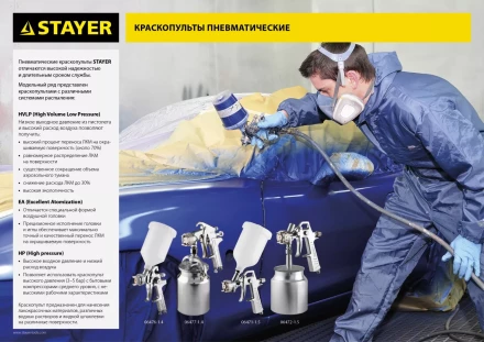 Краскопульт пневматический STAYER &quot;MASTER&quot; ORION, с нижним бачком, 1,5мм 06472-1.5 купить в Екатеринбурге