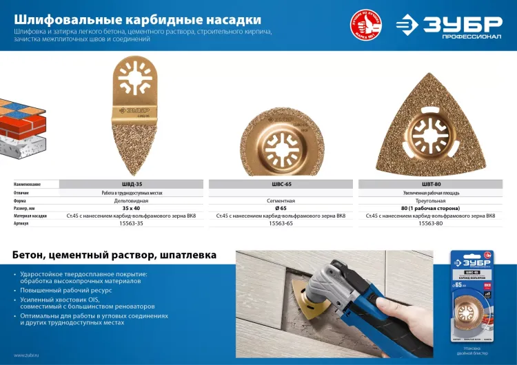 ЗУБР ШВД-35 UniLock, 35 мм, OIS-хвост., двусторонняя, насадка дельтовидная шлифовальная, Профессионал (15563-35) купить в Екатеринбурге