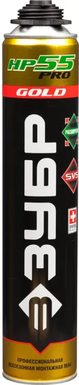 Пена ЗУБР "GOLD PRO НР55" профессиональная, монтажная, пистолетная, всесезонная, 800мл 41158 купить в Екатеринбурге
