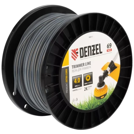 Леска для триммера двухкомпонентная круглая, 4,0мм х 69м, на DIN катушке EXTRA CORD// Denzel 96811 купить в Екатеринбурге