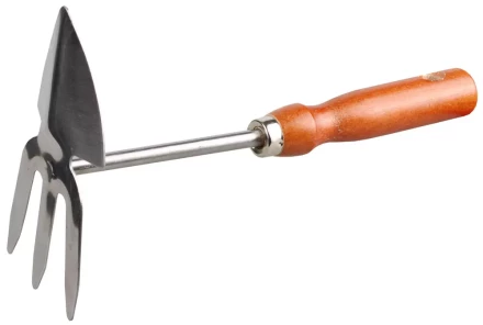 Мотыжка садовая GRINDA, сердцевидное лезвие - 3 зубца, из нержавеющей стали, деревянная ручка, 250мм 8-421139 купить в Екатеринбурге