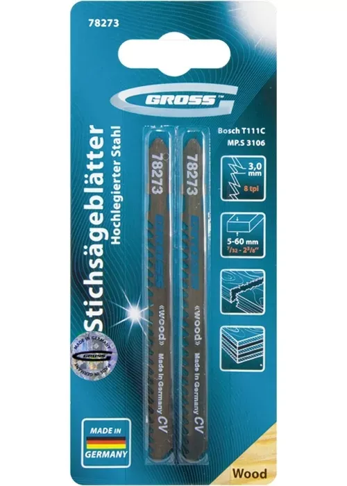Полотна для электролобзика по дереву 2 шт 3106 - T111C GROSS 78273 купить в Екатеринбурге