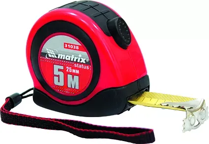 Рулетка Status autostop magnet 5 м х 25 мм двухкомпонентный корпус зацеп с магнитом  MATRIX 31038 купить в Екатеринбурге
