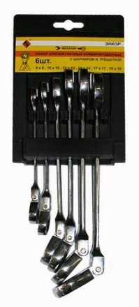 Набор ключей комбинированных с шарниром и трещоткой 6 штук 26425 купить в Екатеринбурге