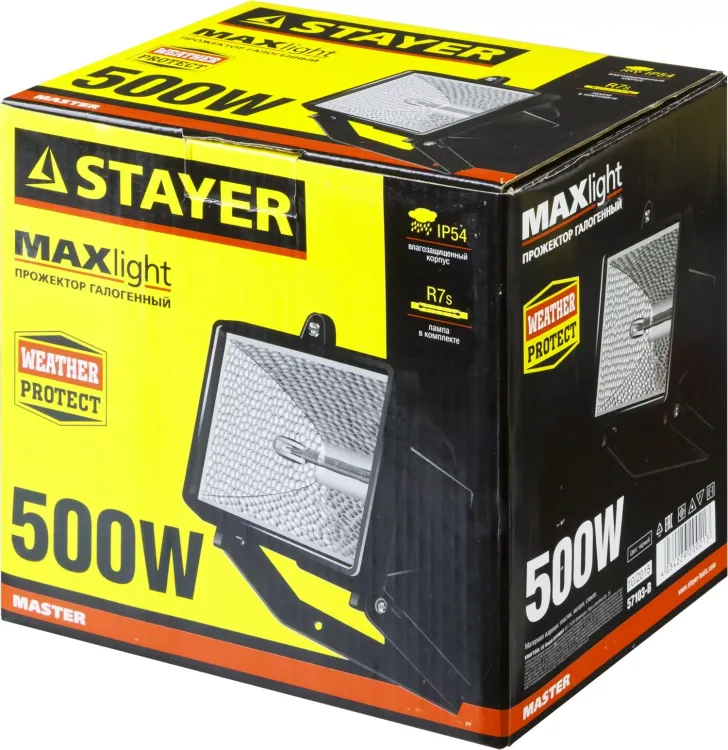 Прожектор STAYER "MASTER" MAXLight галогенный, с дугой крепления под установку, черный, 500Вт 57103-B купить в Екатеринбурге