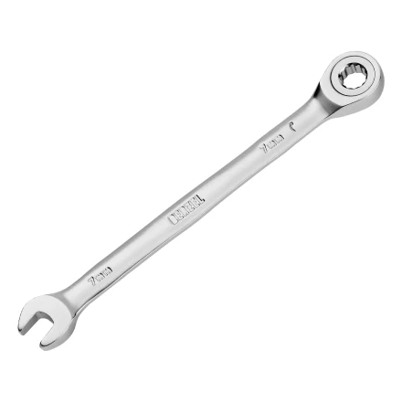 Ключ комбинированный трещоточный, 7 мм, CrV, матовый хром// Denzel 14701 купить в Екатеринбурге