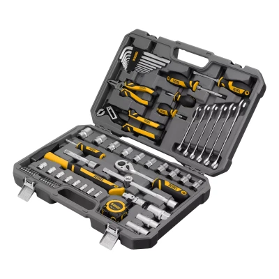 Набор инструментов Denzel 15801, 1/2", 1/4", CrV, S2, пластиковый кейс, 64 предмета