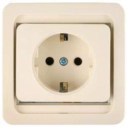 Розетка СВЕТОЗАР &quot;ГАММА&quot; одинарная, с заземлением, цвет бежевый, 16А/~250В SV-54105-B
