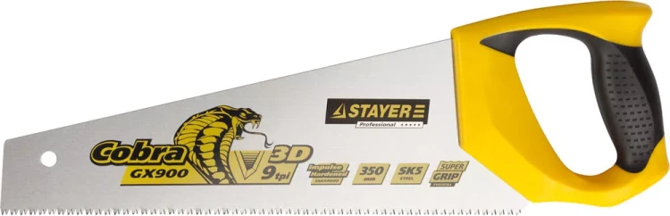 Ножовка STAYER "PROFI" "COBRA" GX900, трехгранный японский зуб, импульсная закалка, 2-х комп ручка, 9 TPI, 350мм 1514-35_z02 купить в Екатеринбурге
